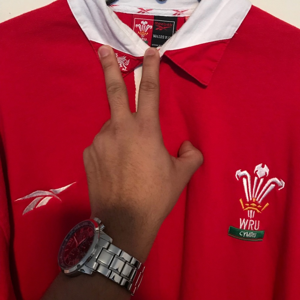 WRU Reebok RUGBY long sleeve polo